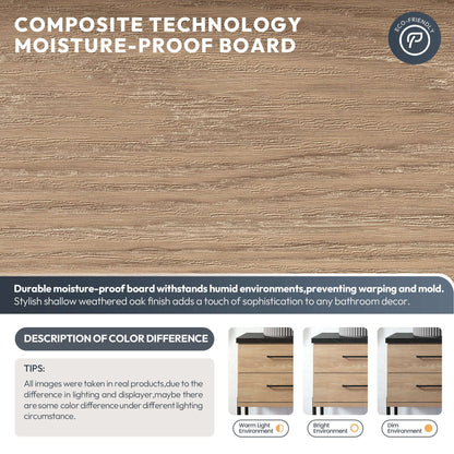 Composite technology moisture-proof board with weathered oak finish, showcasing durability and sophistication for bathrooms.