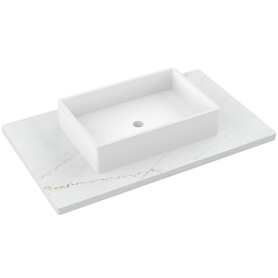 37" Silestone® Quartz Vanity Top Single Vigo Centered Sink