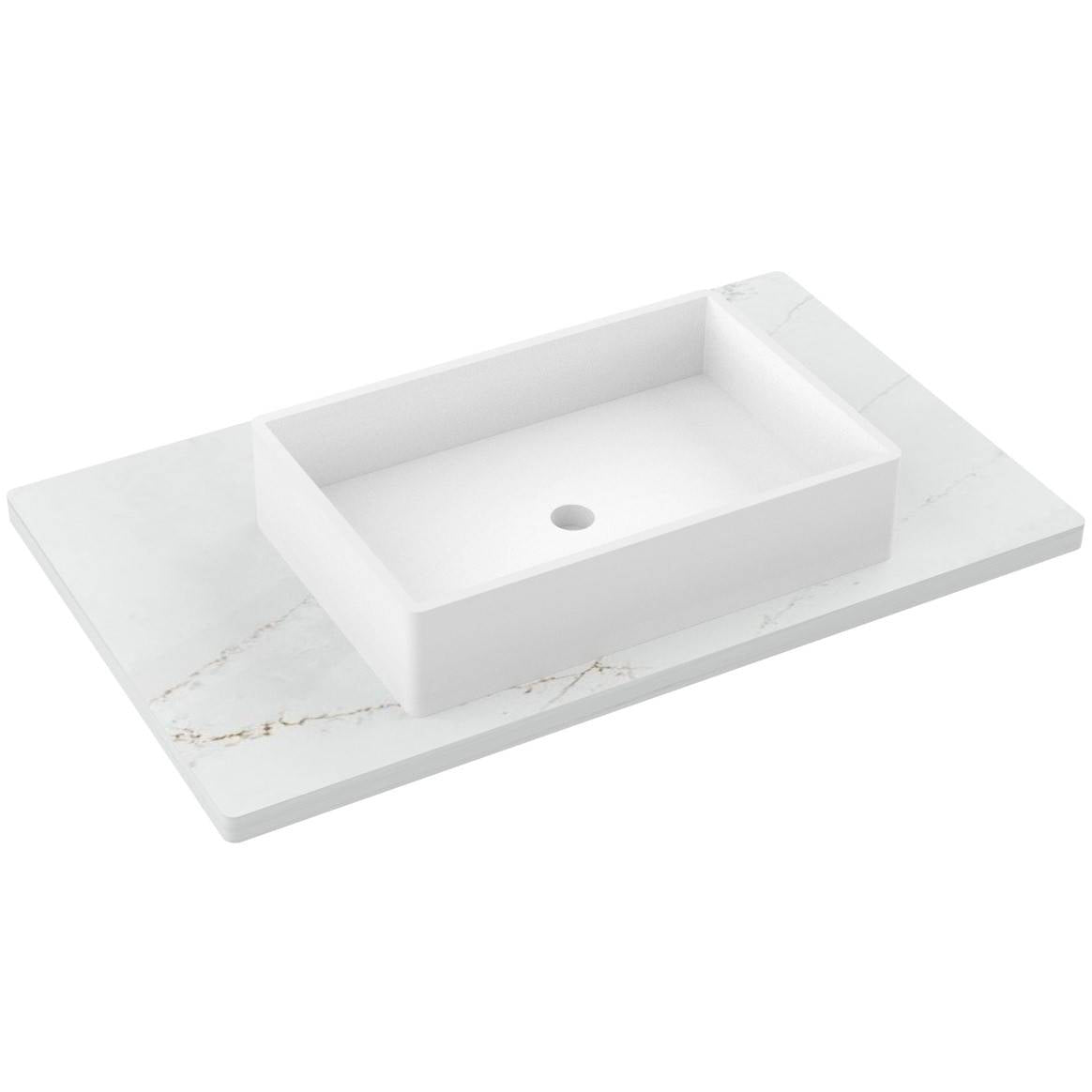 37" Silestone® Quartz Vanity Top Single Vigo Centered Sink