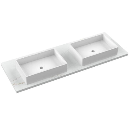 61" Silestone® Quartz Vanity Top Double Vigo Centered Sink