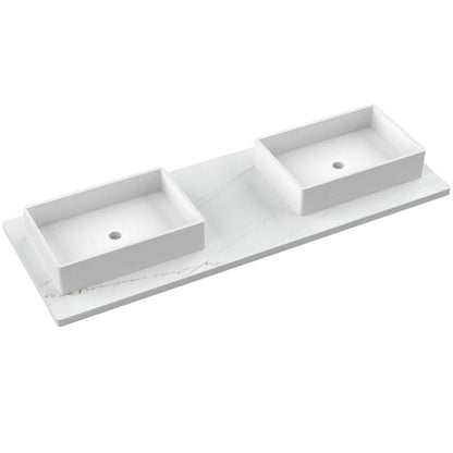 61" Silestone® Quartz Vanity Top Double Vigo Offset Sink