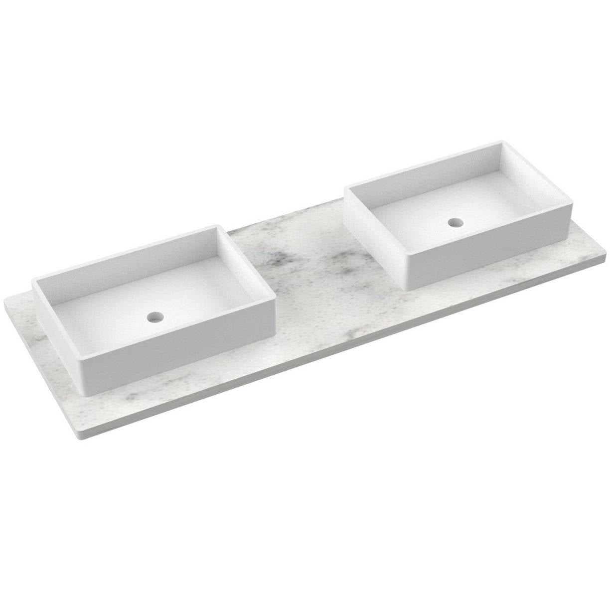 61" Silestone® Quartz Vanity Top Double Vigo Offset Sink