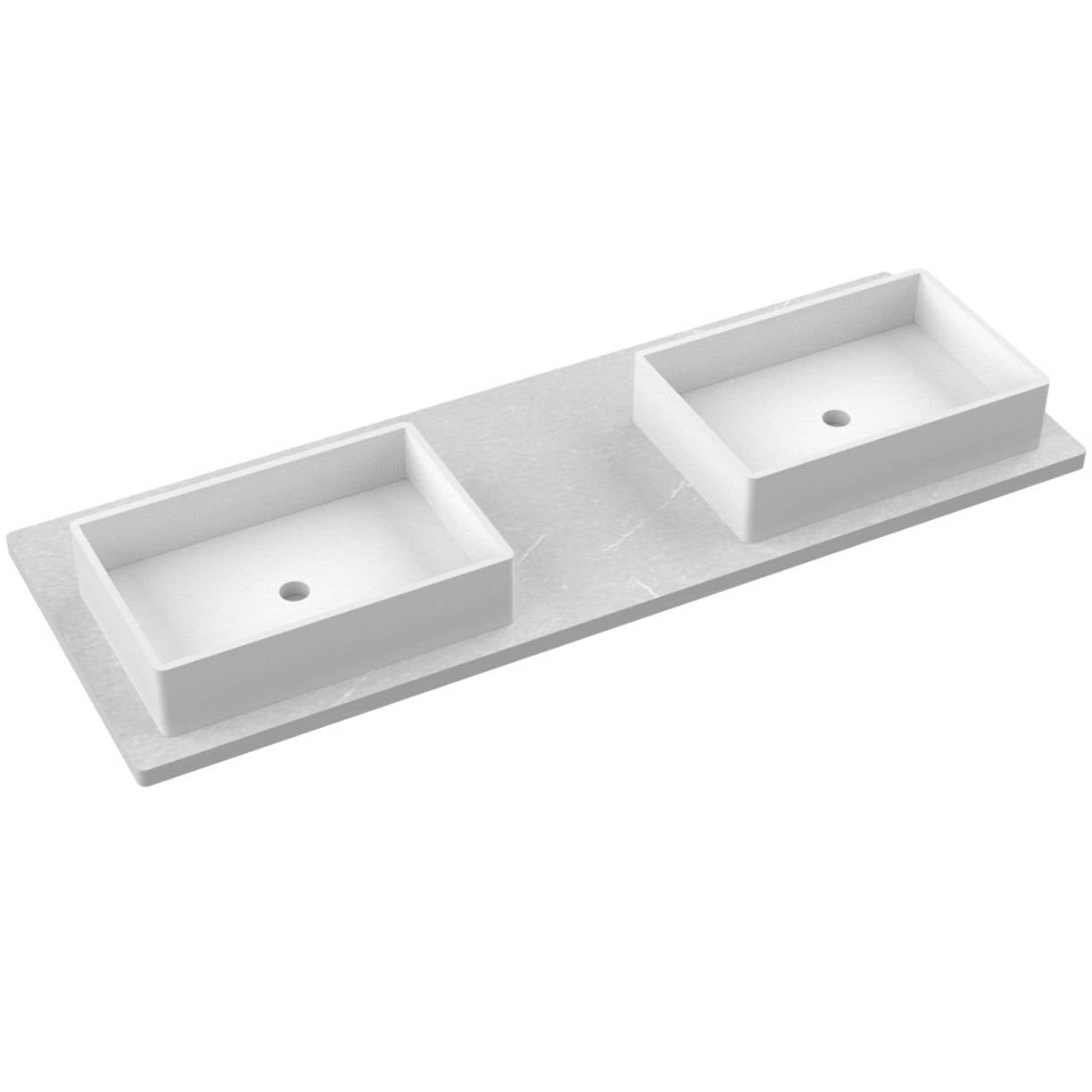 61" Silestone® Quartz Vanity Top Double Vigo Offset Sink