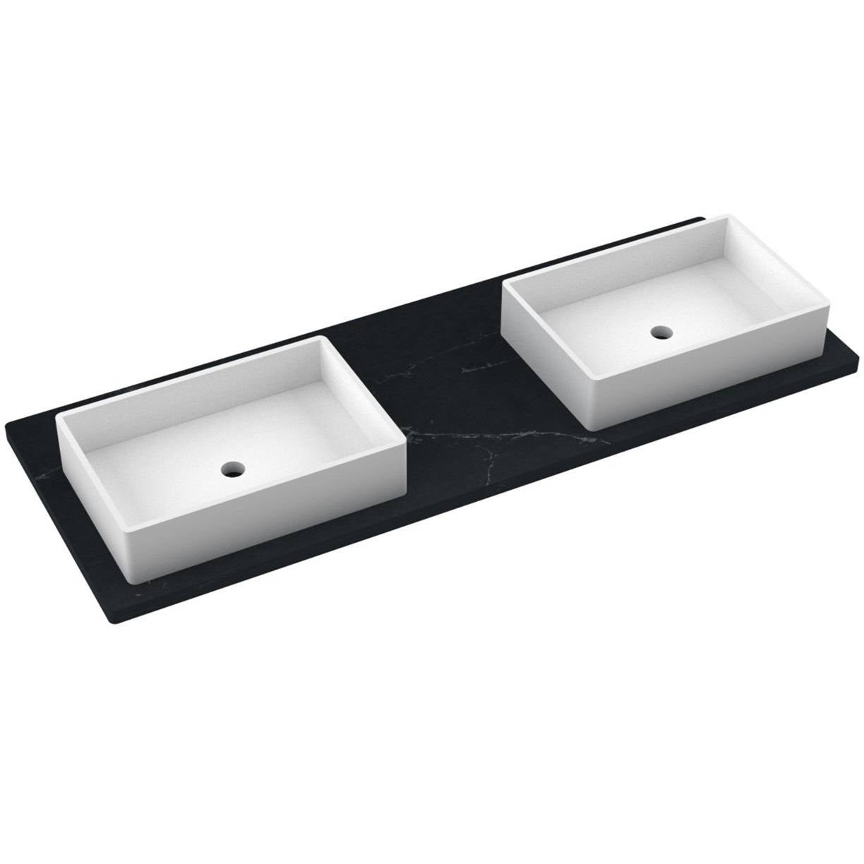 61" Silestone® Quartz Vanity Top Double Vigo Offset Sink