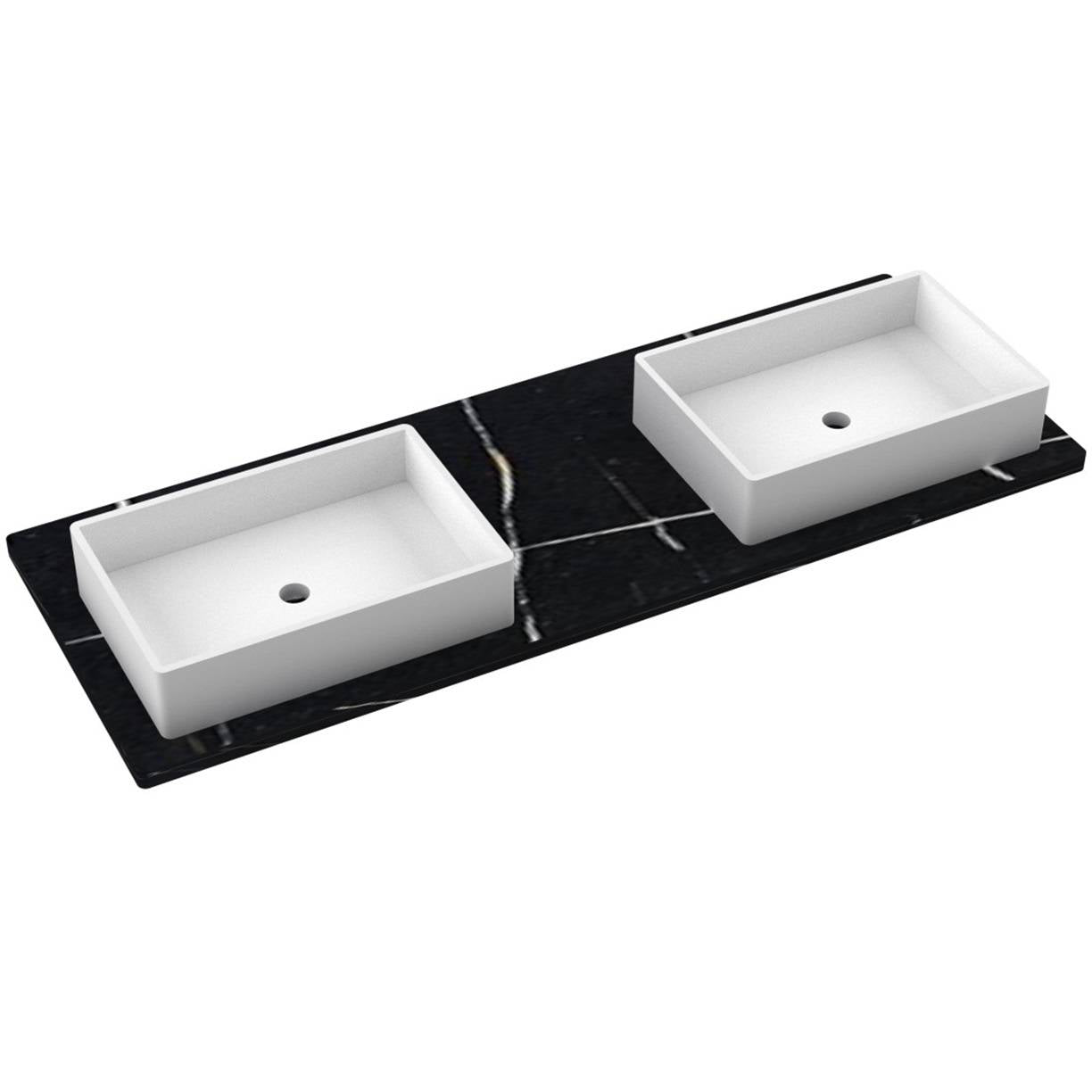 61" Silestone® Quartz Vanity Top Double Vigo Offset Sink