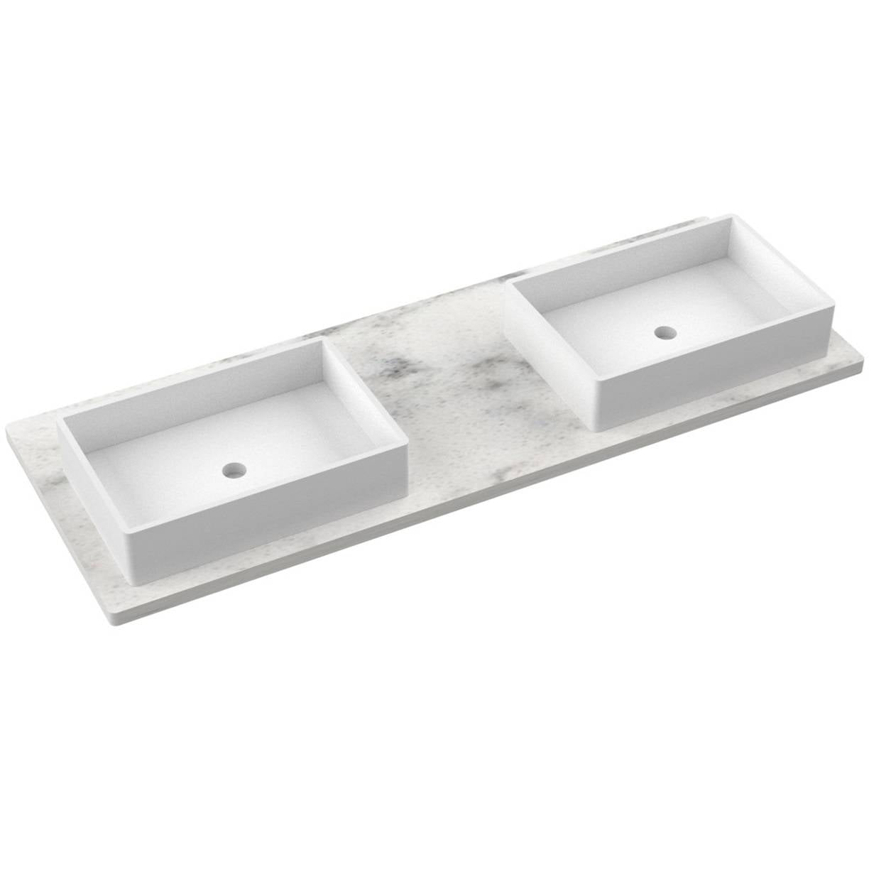 61" Silestone® Quartz Vanity Top Double Vigo Offset Sink