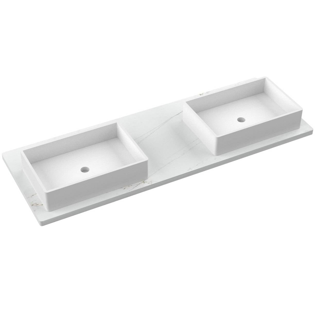 61" Silestone® Quartz Vanity Top Double Vigo Offset Sink