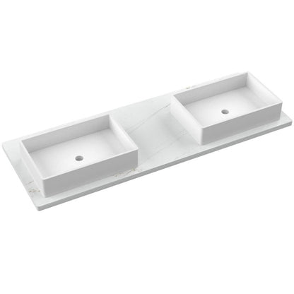 61" Silestone® Quartz Vanity Top Double Vigo Offset Sink