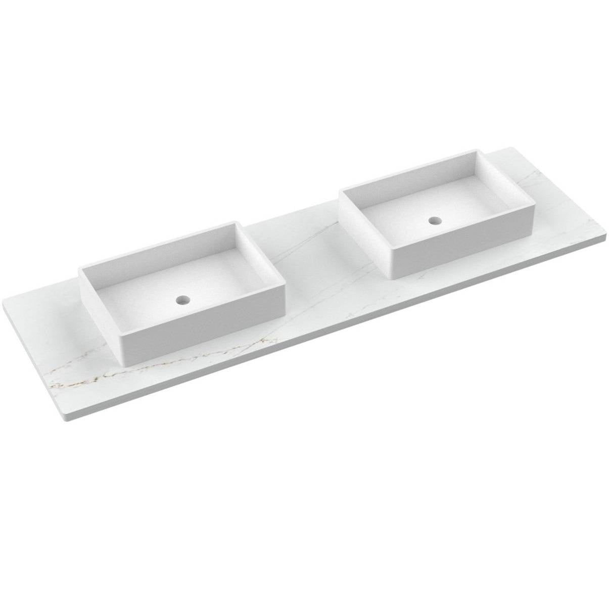 73" Silestone® Quartz Vanity Top Double Vigo Centered Sink
