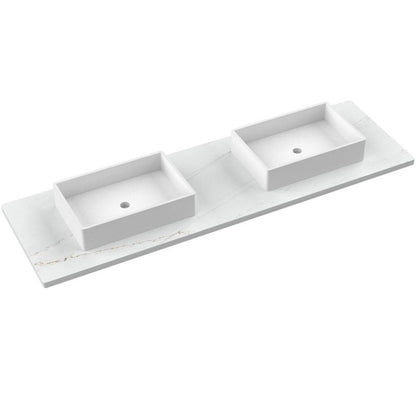 73" Silestone® Quartz Vanity Top Double Vigo Centered Sink