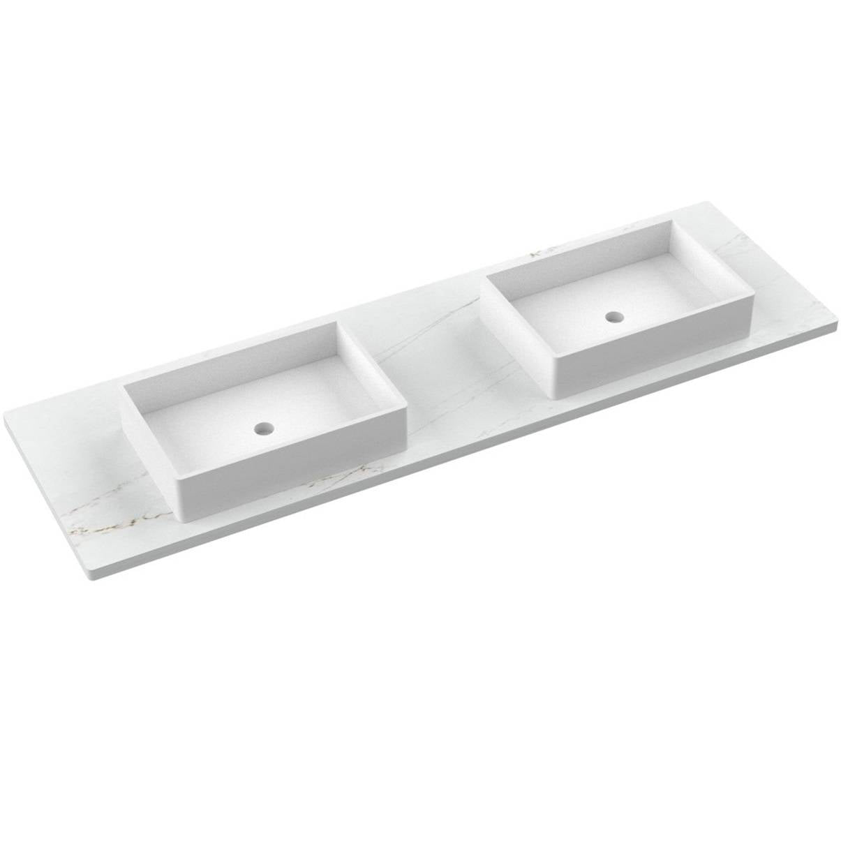 73" Silestone® Quartz Vanity Top Double Vigo Centered Sink