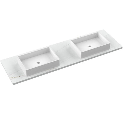 73" Silestone® Quartz Vanity Top Double Vigo Centered Sink