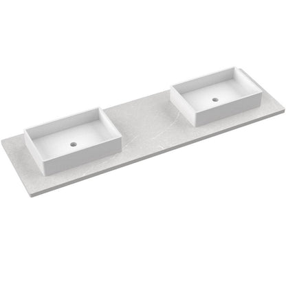 73" Silestone® Quartz Vanity Top Double Vigo Offset Sink