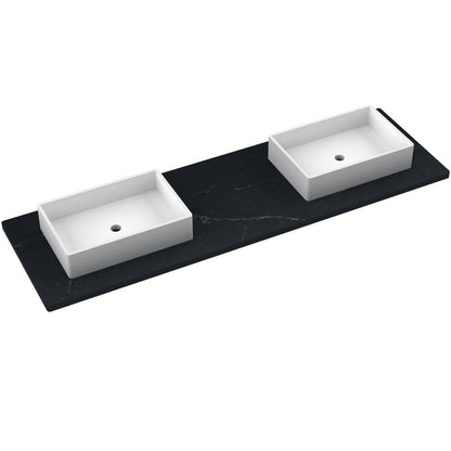 73" Silestone® Quartz Vanity Top Double Vigo Offset Sink