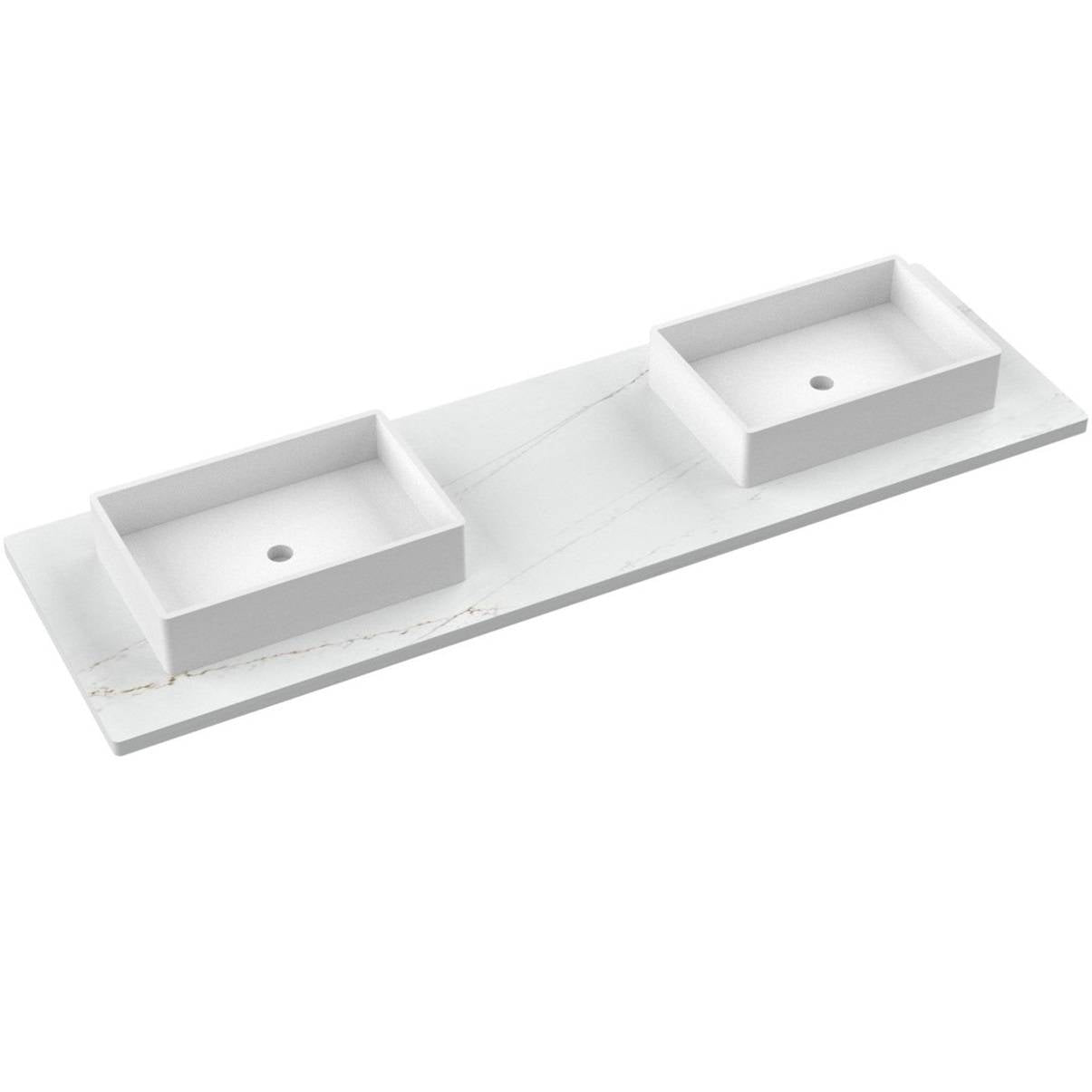 73" Silestone® Quartz Vanity Top Double Vigo Offset Sink