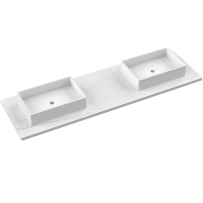 73" Silestone® Quartz Vanity Top Double Vigo Offset Sink
