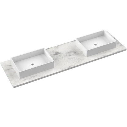 73" Silestone® Quartz Vanity Top Double Vigo Offset Sink