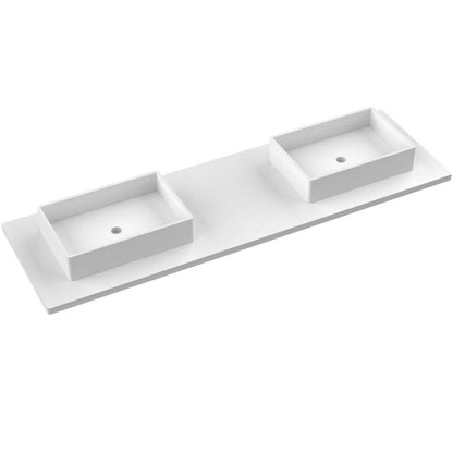73" Silestone® Quartz Vanity Top Double Vigo Offset Sink