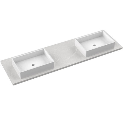 73" Silestone® Quartz Vanity Top Double Vigo Offset Sink