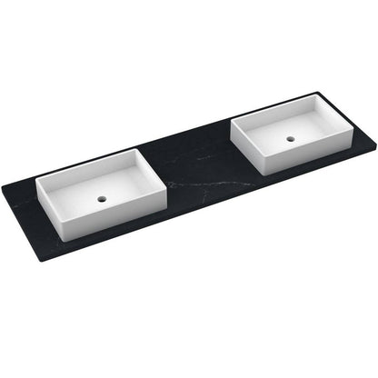 73" Silestone® Quartz Vanity Top Double Vigo Offset Sink