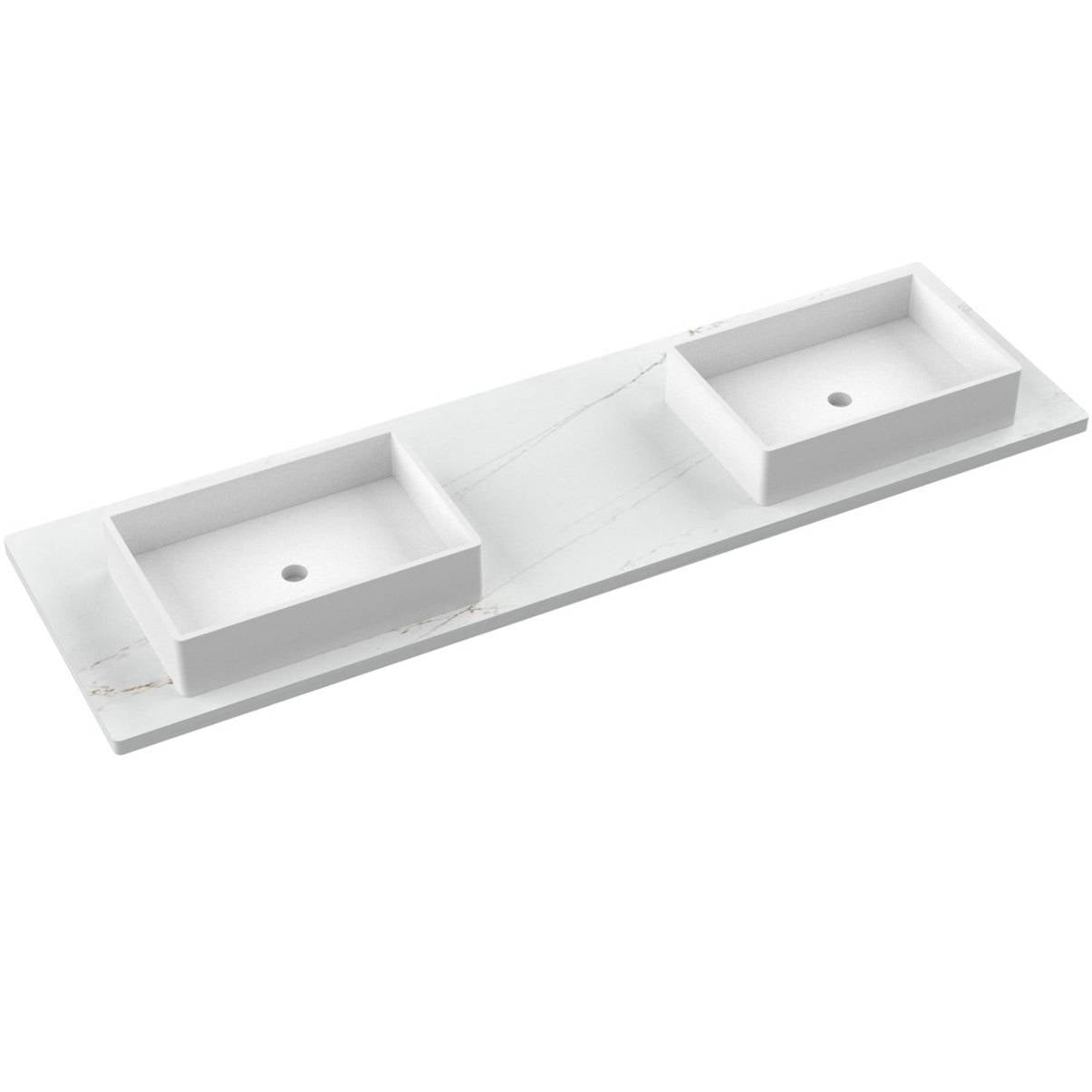 73" Silestone® Quartz Vanity Top Double Vigo Offset Sink