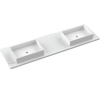 73" Silestone® Quartz Vanity Top Double Vigo Offset Sink