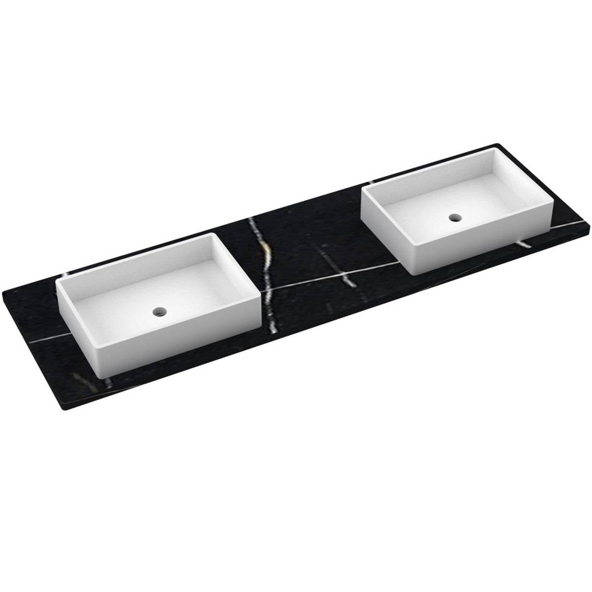 73" Silestone® Quartz Vanity Top Double Vigo Offset Sink