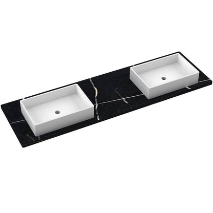 73" Silestone® Quartz Vanity Top Double Vigo Offset Sink