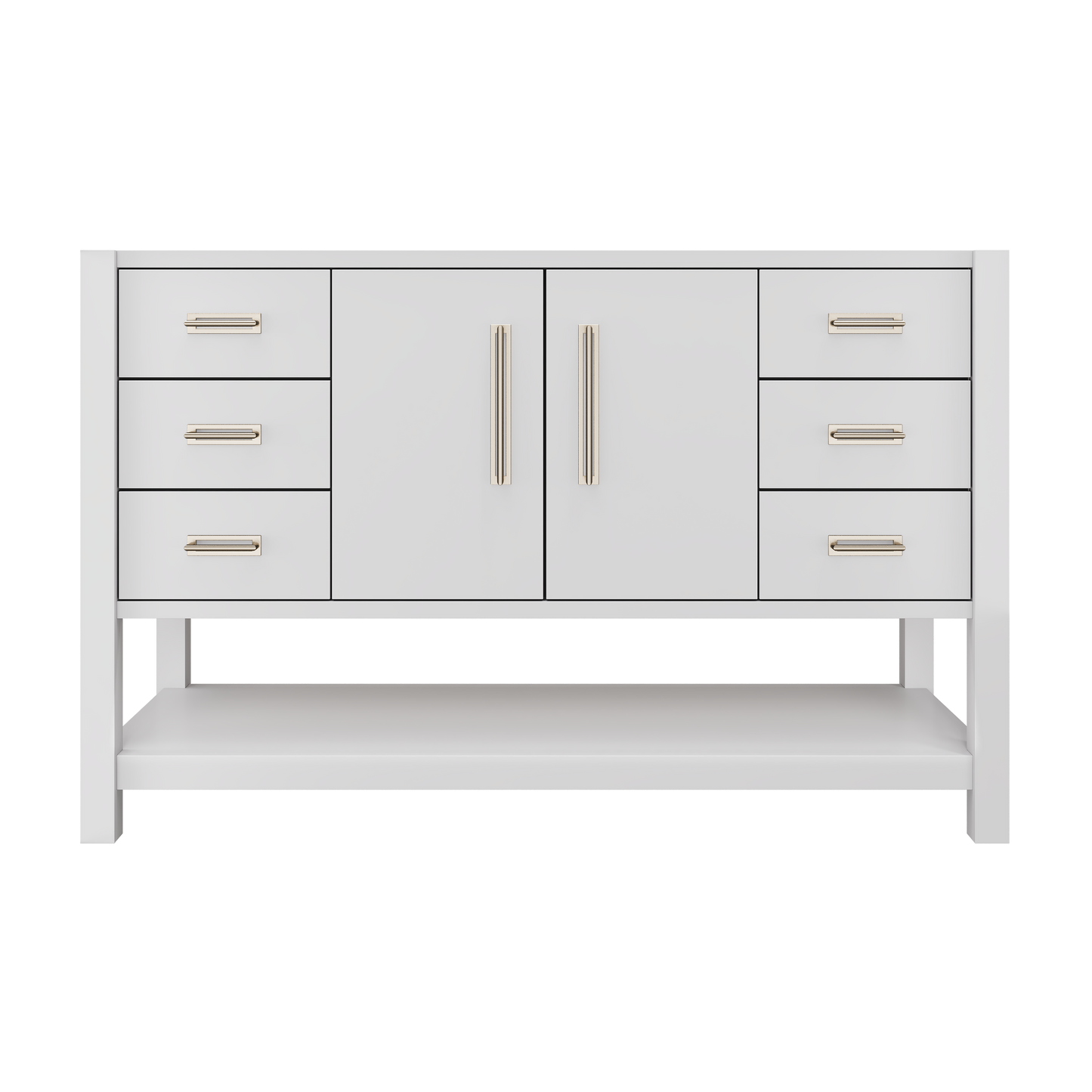 Kiawah Single Extra-Wide Bath Vanity 54in Strong White Satin Nickel