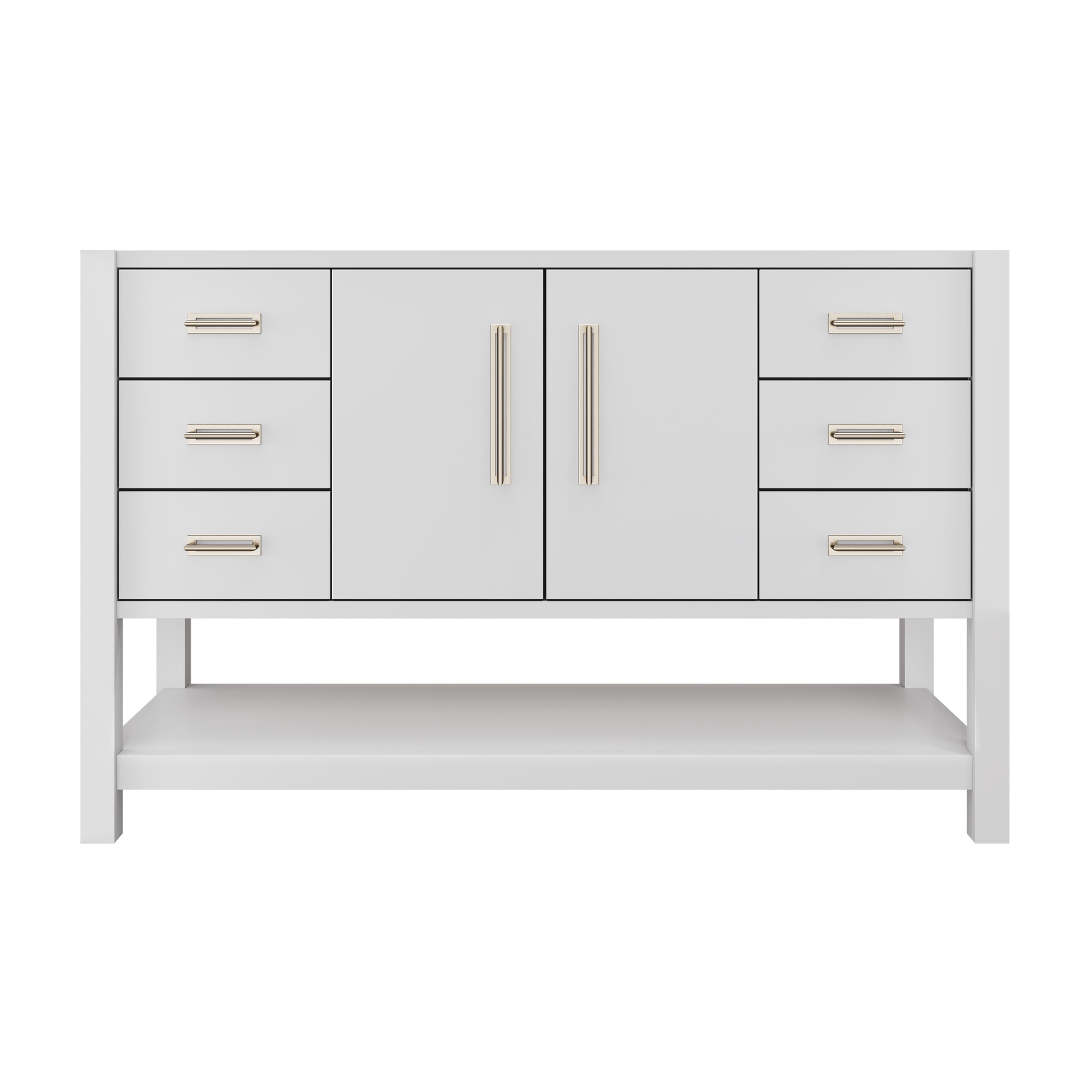 Kiawah Single Extra-Wide Bath Vanity 54in Strong White Satin Nickel
