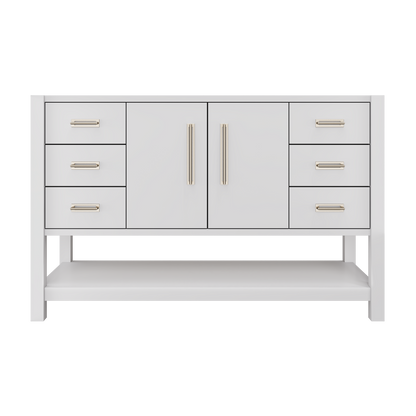 Kiawah Single Extra-Wide Bath Vanity 54in Strong White Satin Nickel