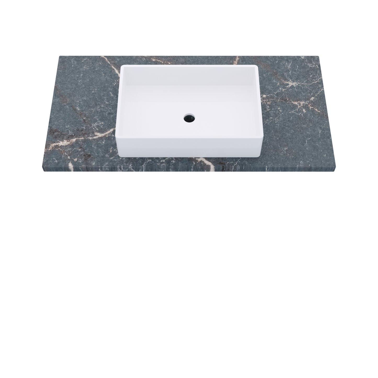 43" Vanderloc Silestone® Quartz Bathroom Vanity Top | Single Vigo Sink | Centered in Parisien Bleu