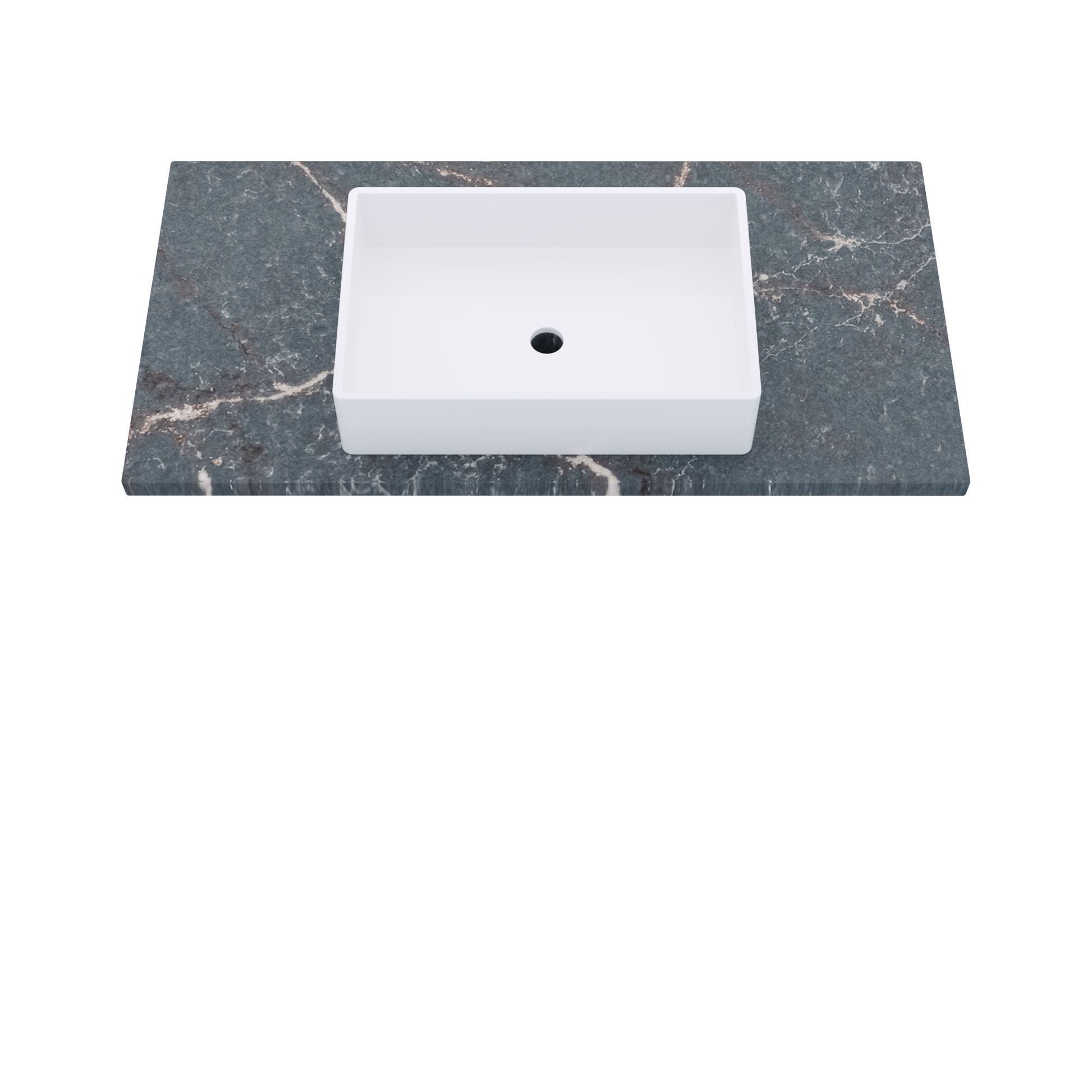 43" Vanderloc Silestone® Quartz Bathroom Vanity Top | Single Vigo Sink | Centered in Parisien Bleu