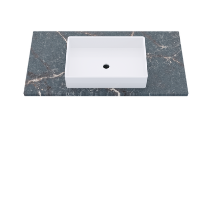 43" Vanderloc Silestone® Quartz Bathroom Vanity Top | Single Vigo Sink | Centered in Parisien Bleu