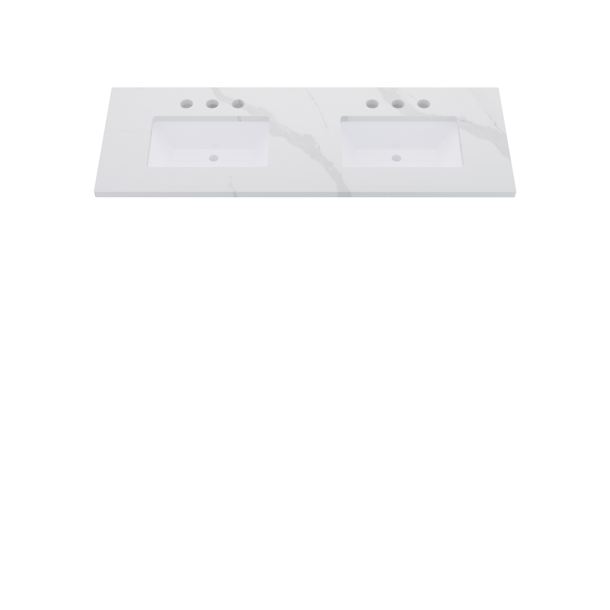 61" Vanderloc Silestone® Quartz Bathroom Vanity Top | Double Rectangle Sink | Centered in Classic Calacatta