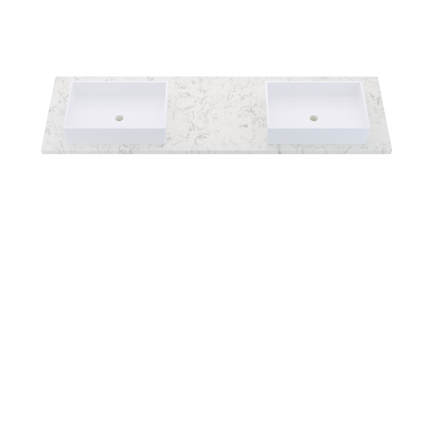 73" Vanderloc Silestone® Quartz Bathroom Vanity Top | Double Vigo Sink | Offset in Lyra