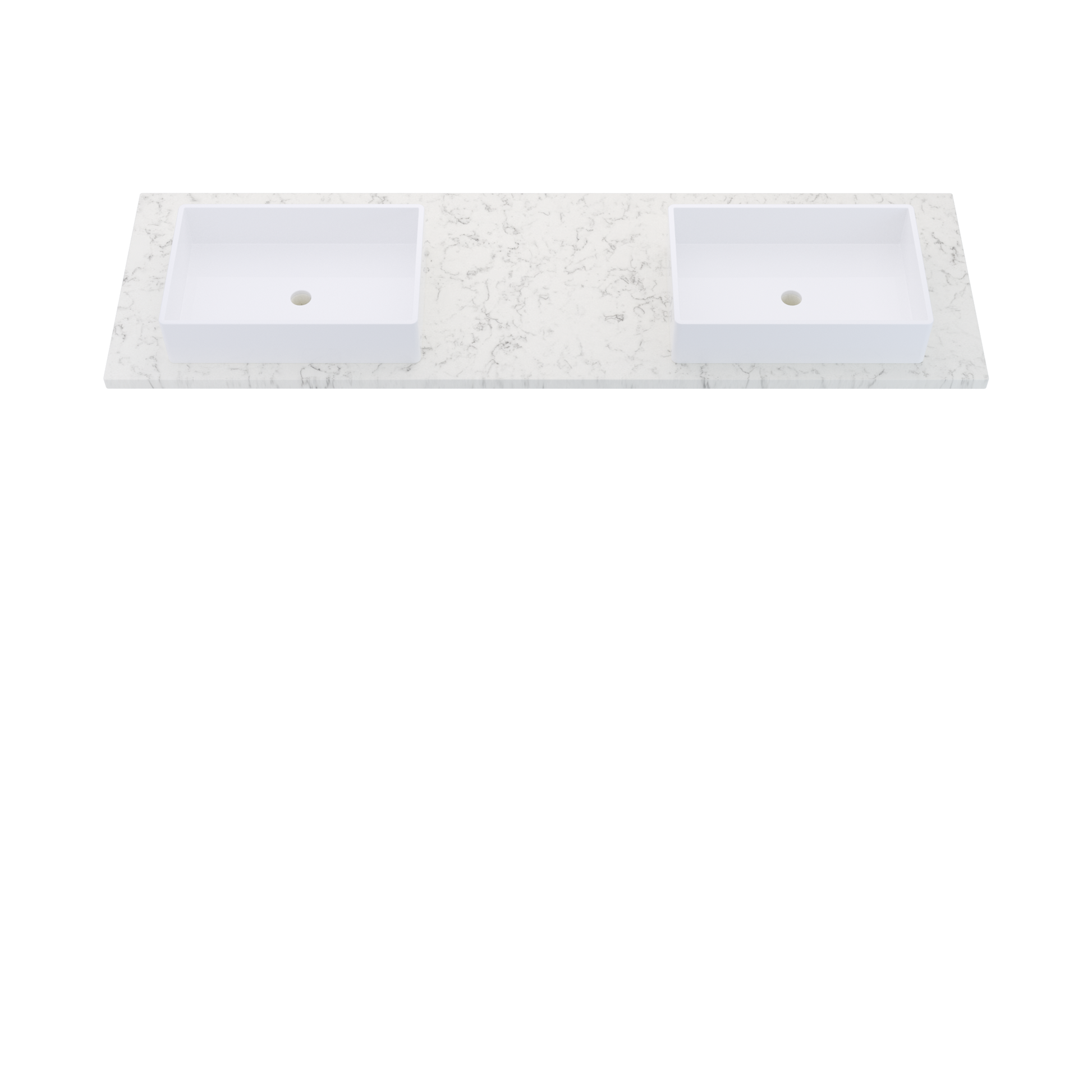 73" Vanderloc Silestone® Quartz Bathroom Vanity Top | Double Vigo Sink | Offset in Lyra