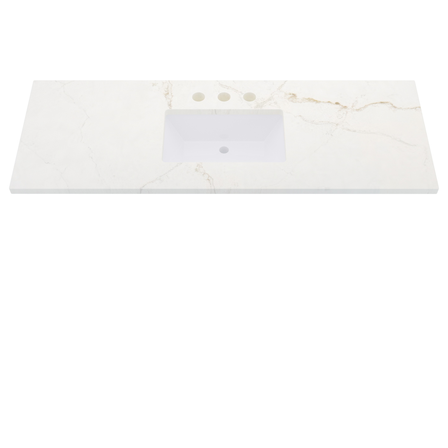 61" Vanderloc Silestone® Quartz Bathroom Vanity Top | Single Rectangle Sink | Centered in Blanc Elysee