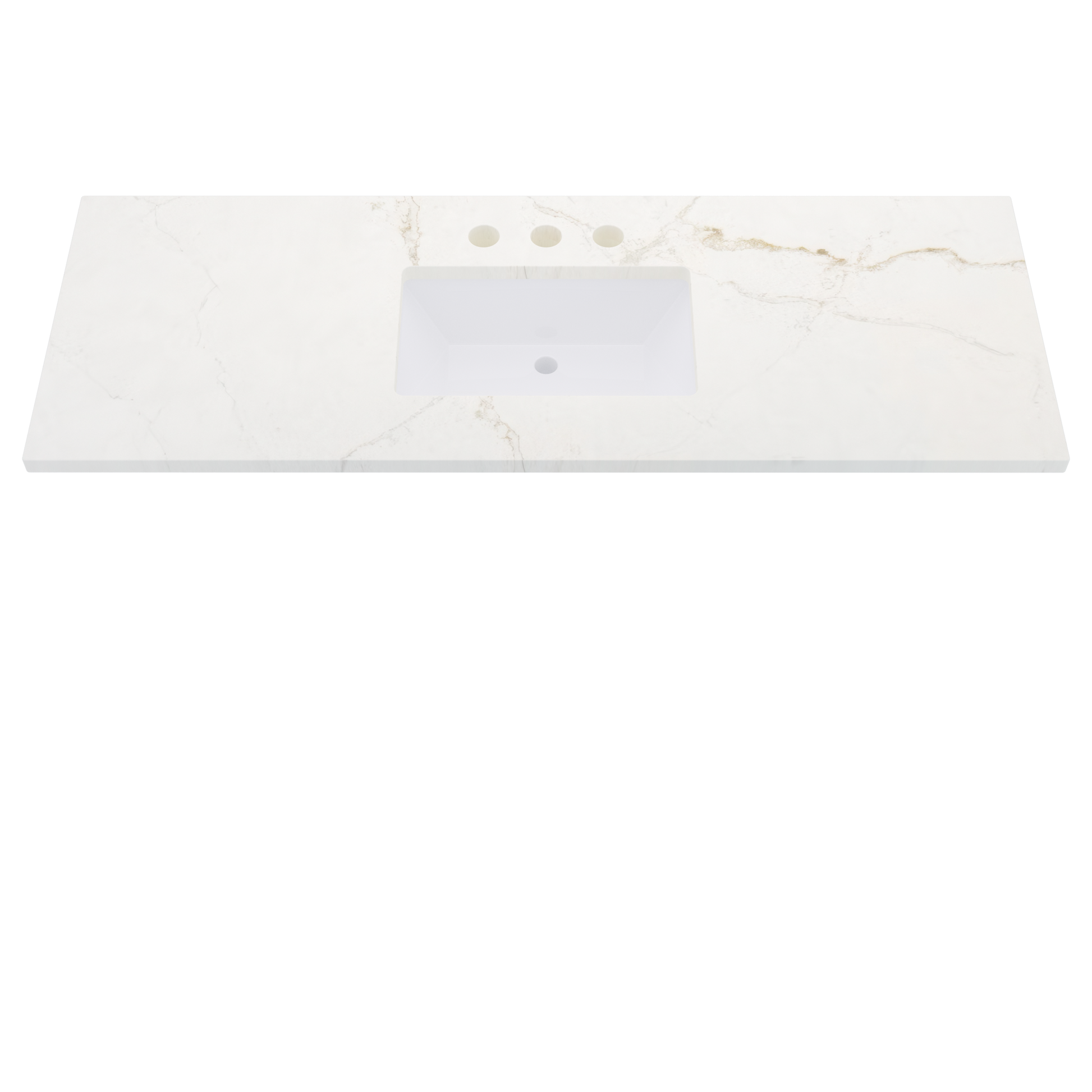 61" Vanderloc Silestone® Quartz Bathroom Vanity Top | Single Rectangle Sink | Centered in Blanc Elysee