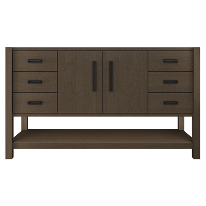 Kiawah Single Extra-Wide Bath Vanity 60in Russet Shadow Matte Black