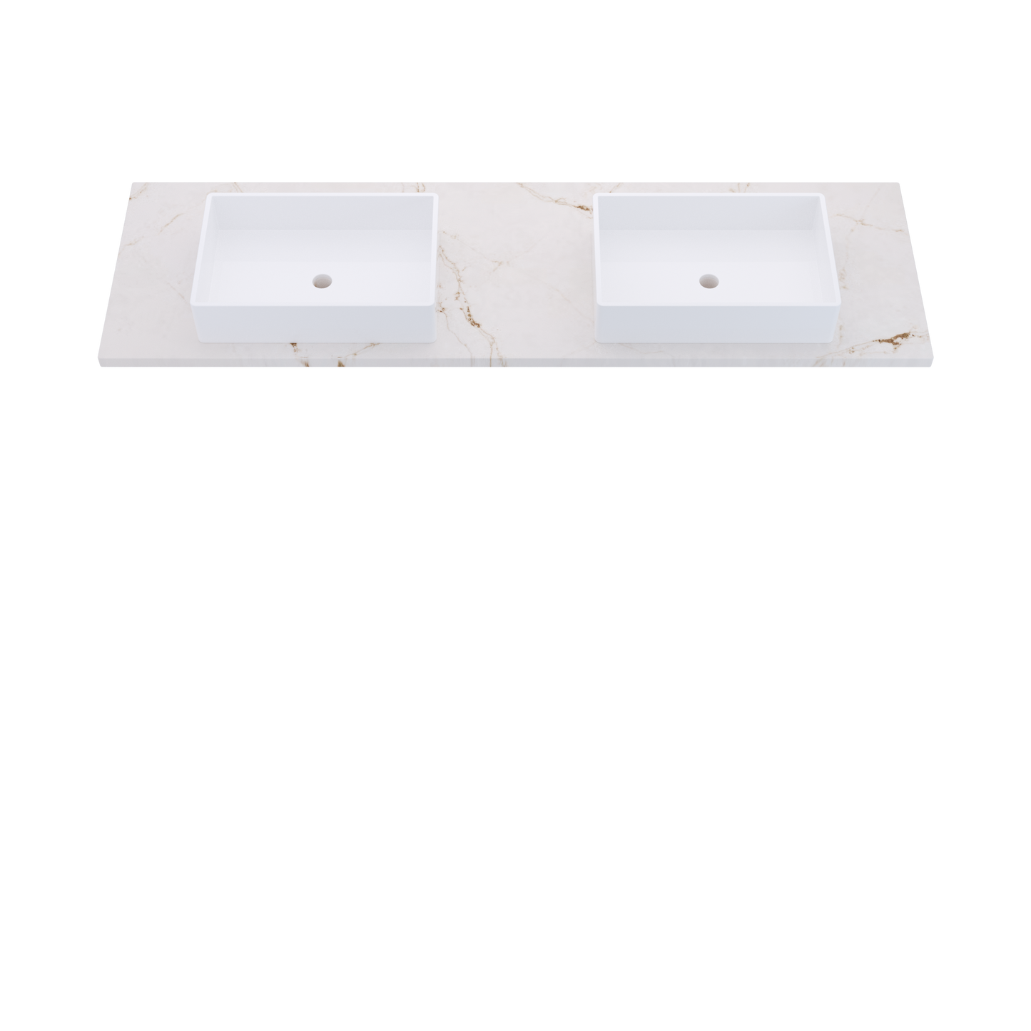 73" Vanderloc Silestone® Quartz Bathroom Vanity Top | Double Vigo Sink | Centered in Versailles Ivory