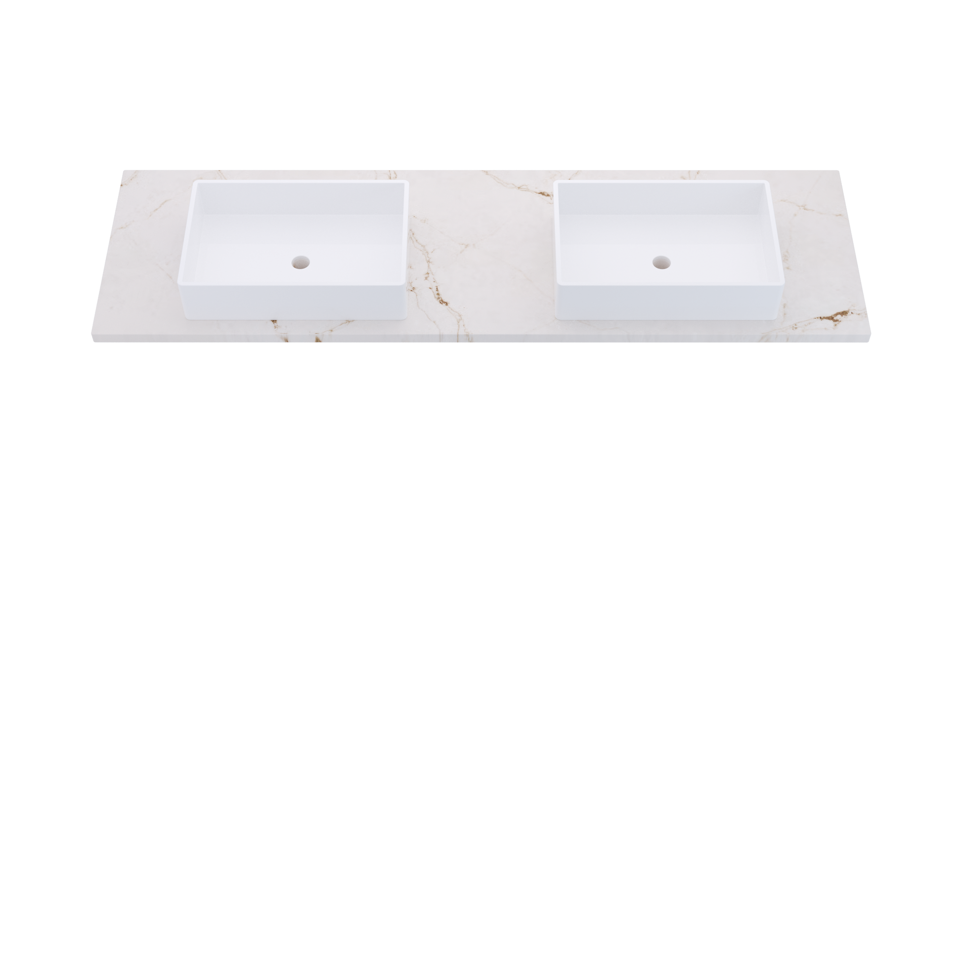73" Vanderloc Silestone® Quartz Bathroom Vanity Top | Double Vigo Sink | Centered in Versailles Ivory