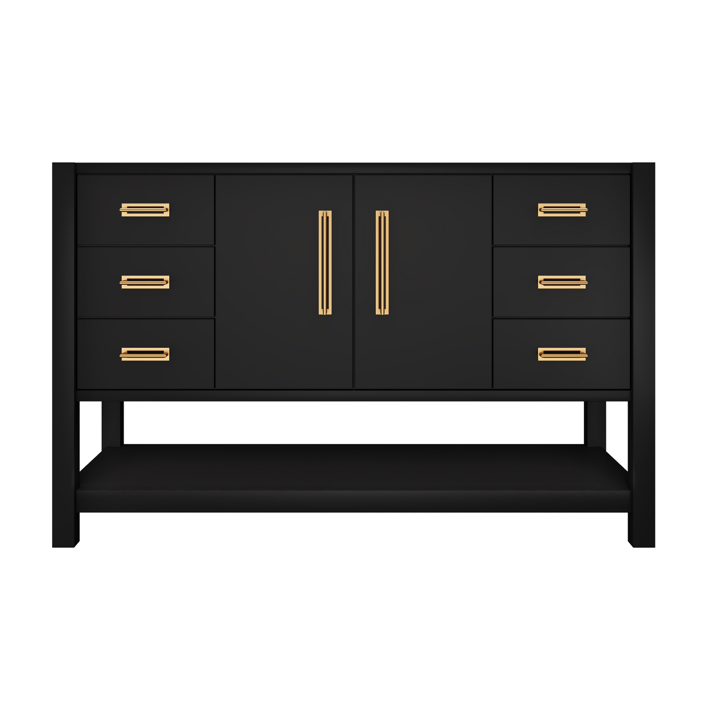 Kiawah Single Extra-Wide Bath Vanity 54in Noir Satin Gold