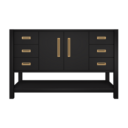 Kiawah Single Extra-Wide Bath Vanity 54in Noir Satin Gold