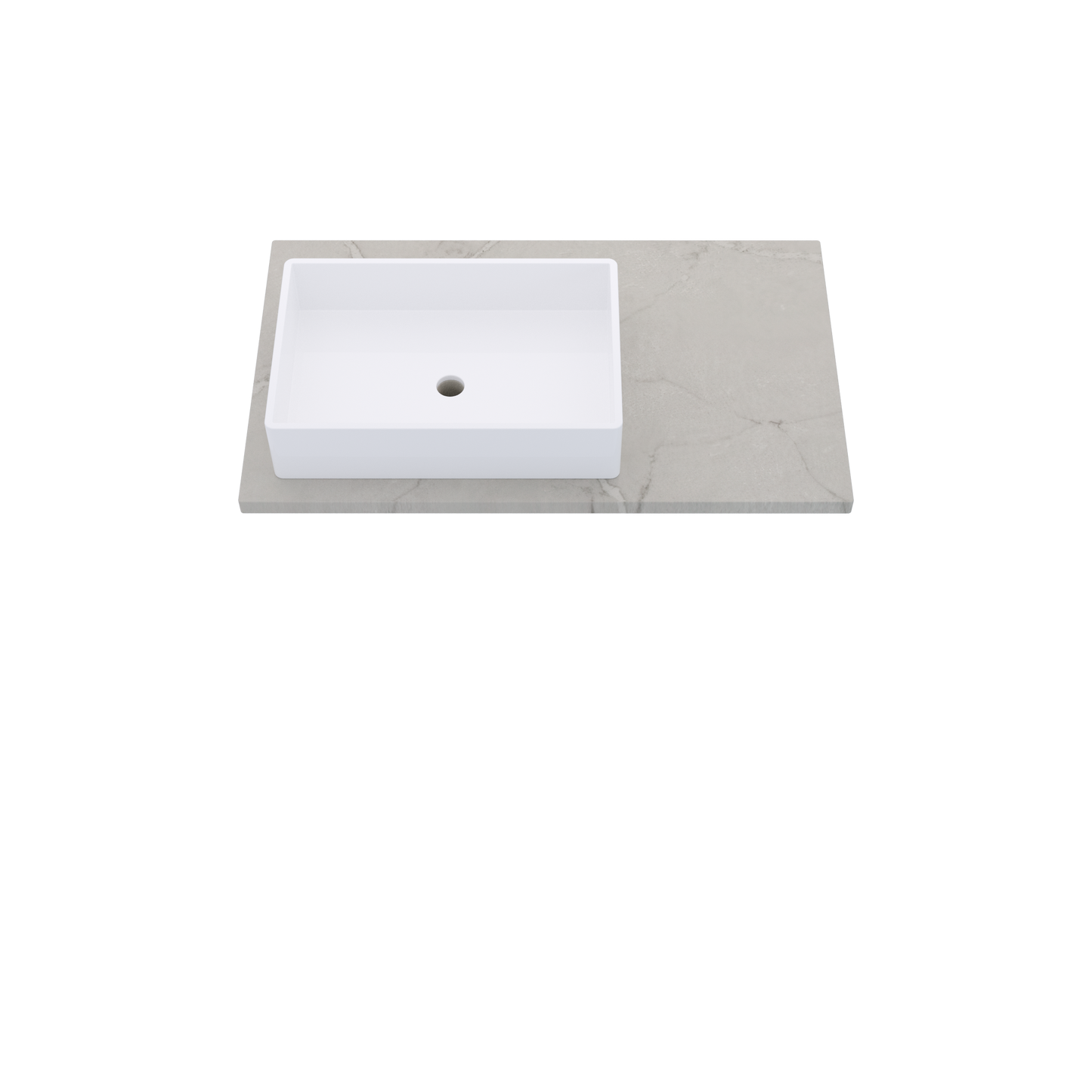 37" Vanderloc Silestone® Quartz Bathroom Vanity Top | Single Rectangle Sink | Offset in Victorian Silver