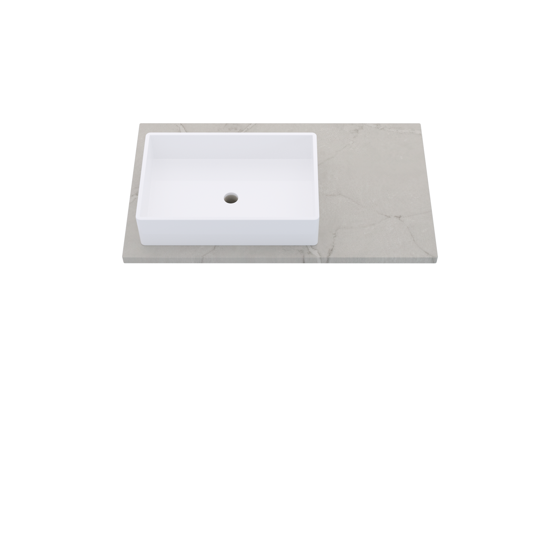 37" Vanderloc Silestone® Quartz Bathroom Vanity Top | Single Rectangle Sink | Offset in Victorian Silver