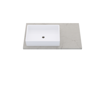 37" Vanderloc Silestone® Quartz Bathroom Vanity Top | Single Rectangle Sink | Offset in Victorian Silver