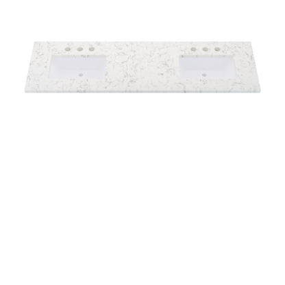73" Vanderloc Silestone® Quartz Bathroom Vanity Top | Double Rectangle Sink | Offset in Lyra