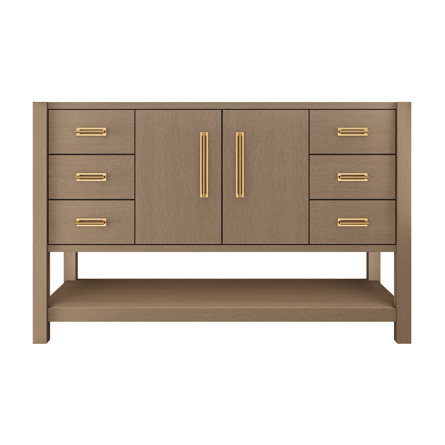 Kiawah Single Extra-Wide Bath Vanity 54in Smoked Modern Satin Gold