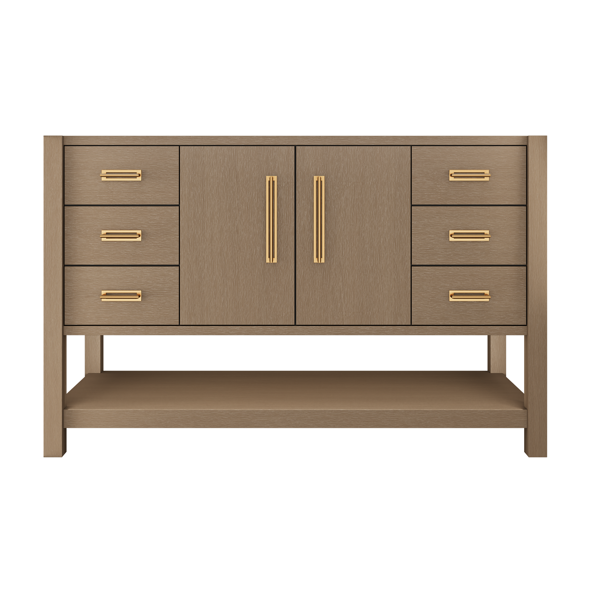 Kiawah Single Extra-Wide Bath Vanity 54in Smoked Modern Satin Gold